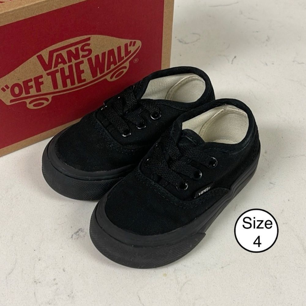 Vans Authentic Triple Black Size 4 Toddler Lace Up Sneakers - Trainers